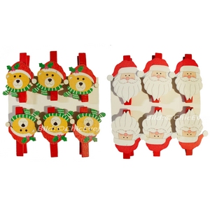 12 Klammern Holz Bären Nikolaus Christbaumschmuck Weihnachten Weihnachtsbaum Deko